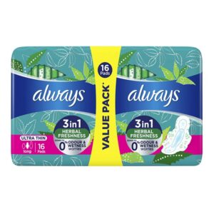 Always 3In1 Herbal Freshness Ultra Thin L 16 Pads