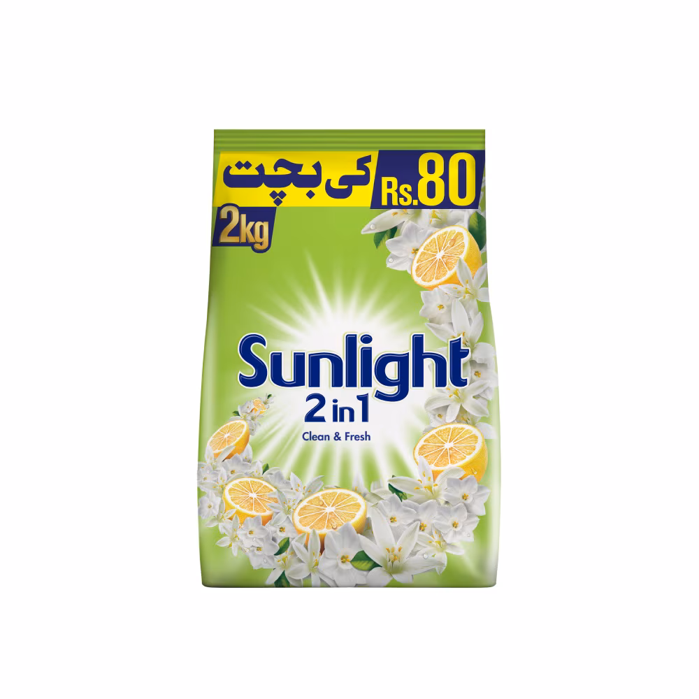 Sunlight 2In1 Lemon Fresh Detergent Powder(Green) 2Kg