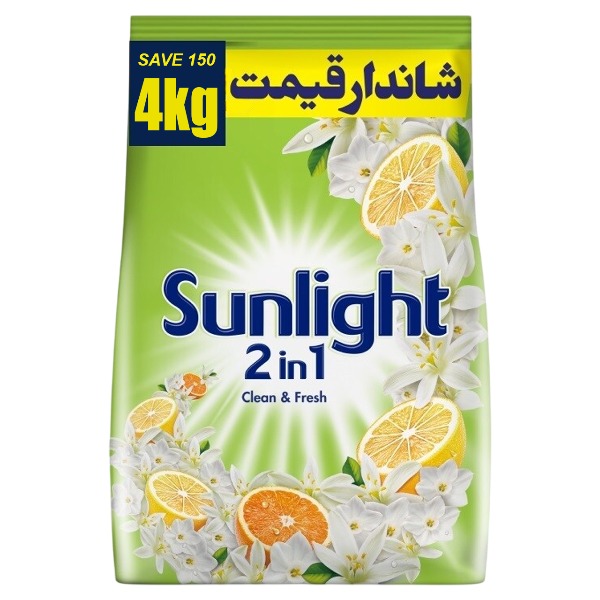 Sunlight 2In1 Lemon Fresh Detergent Powder(Green) 4Kg